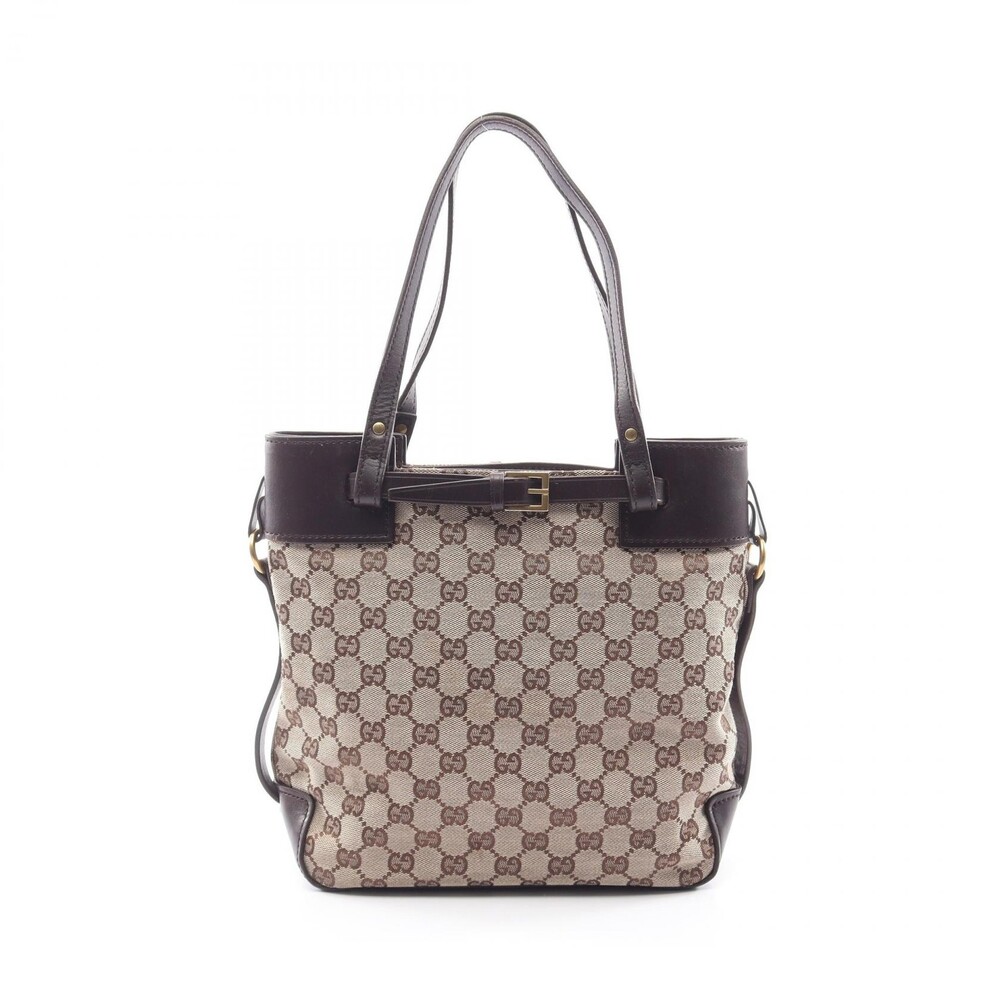 Gucci Gg Canvas Tote Handbag Leather #373705G40B